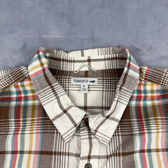 Toad & Co Smythy Shirt Mens Sz XL Plaid Short Sleeve Button Up Hiking Organic - Picture 3 of 9